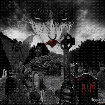 Gif animé gothique cimetière